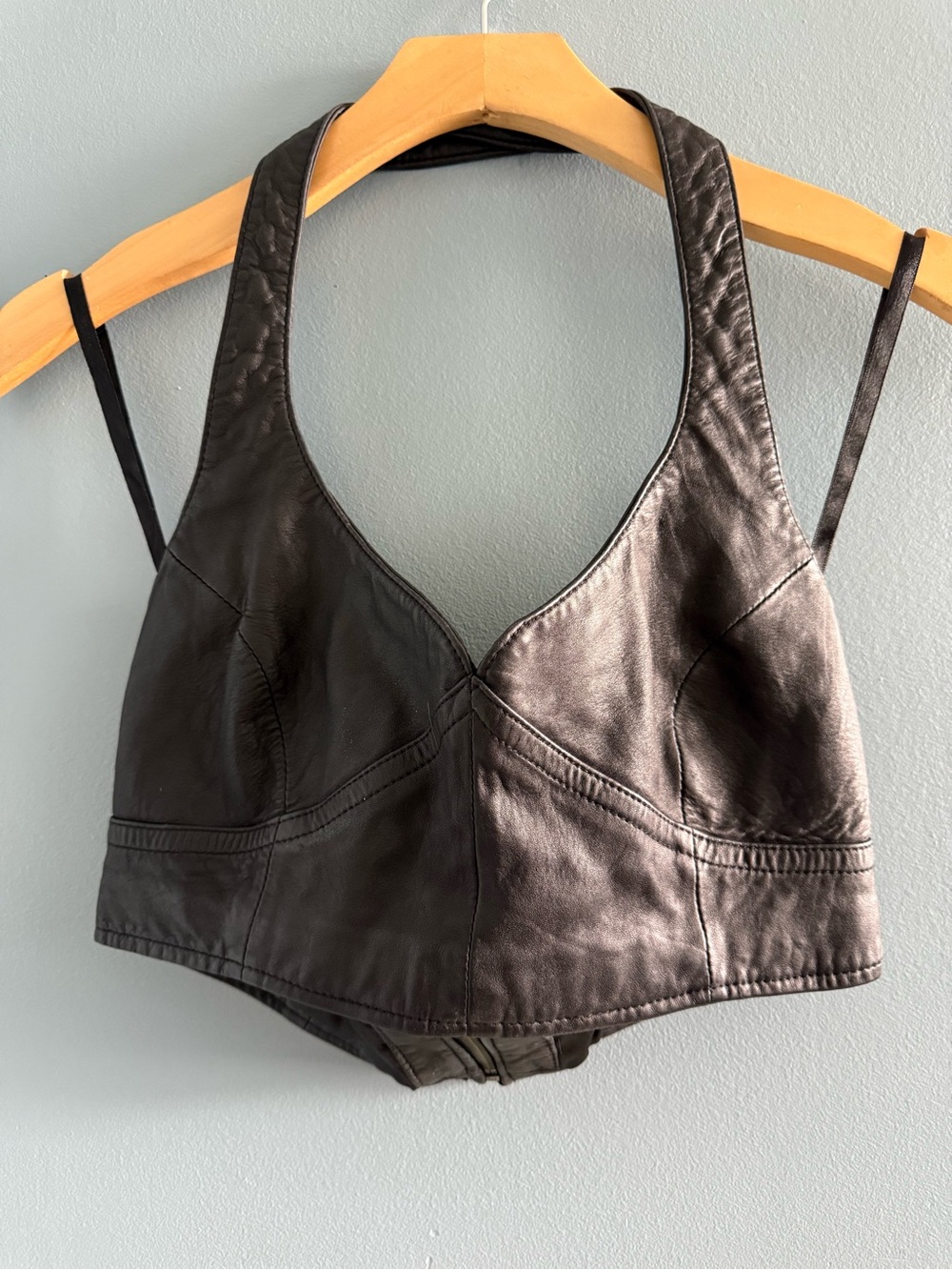 Wilson’s Black Leather Cropped Corset Top